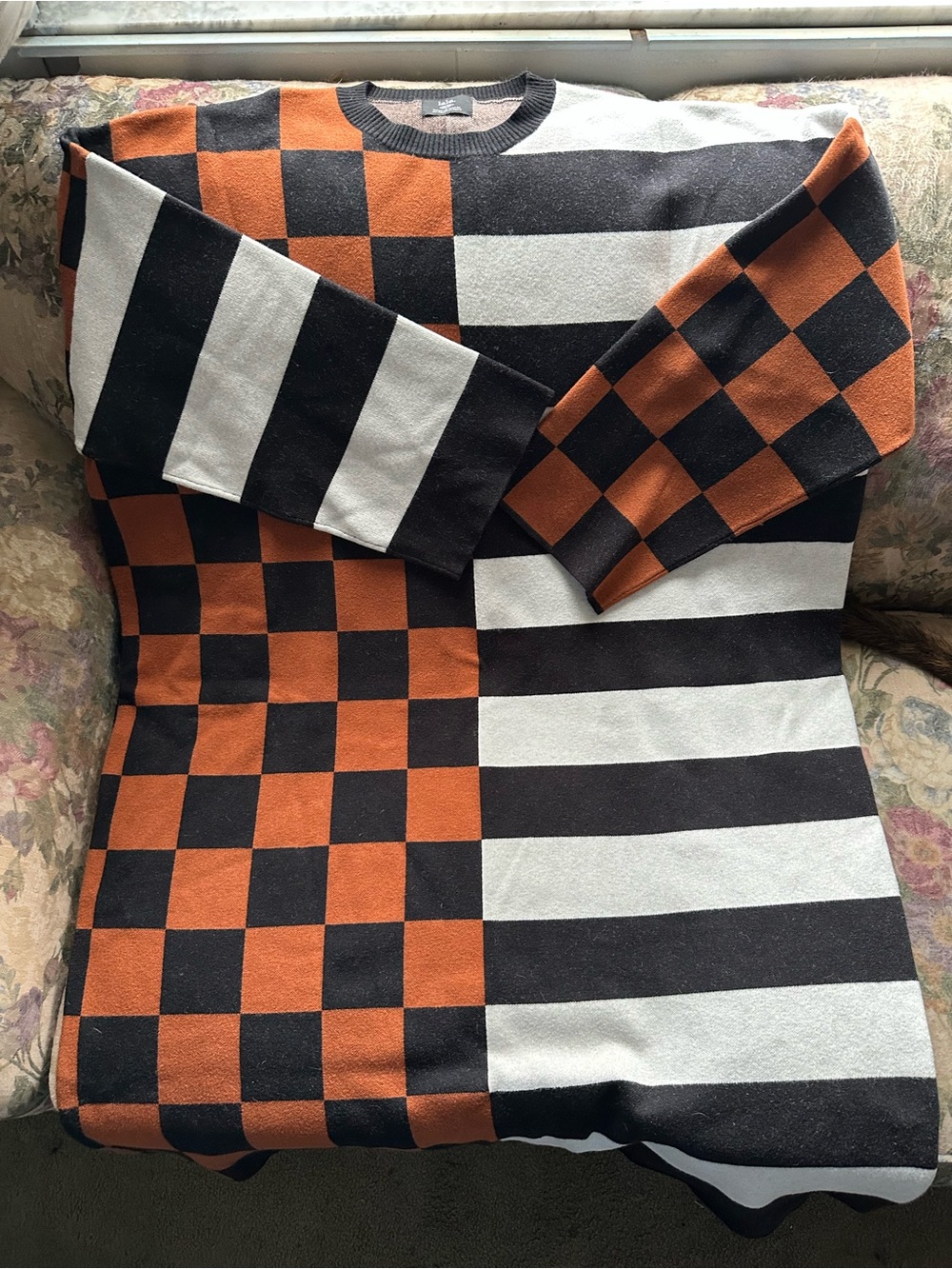 Dressed LaLa Check & Stripe Long Sleeve Sweater Dress 2X/3X - Picture 3 of 10